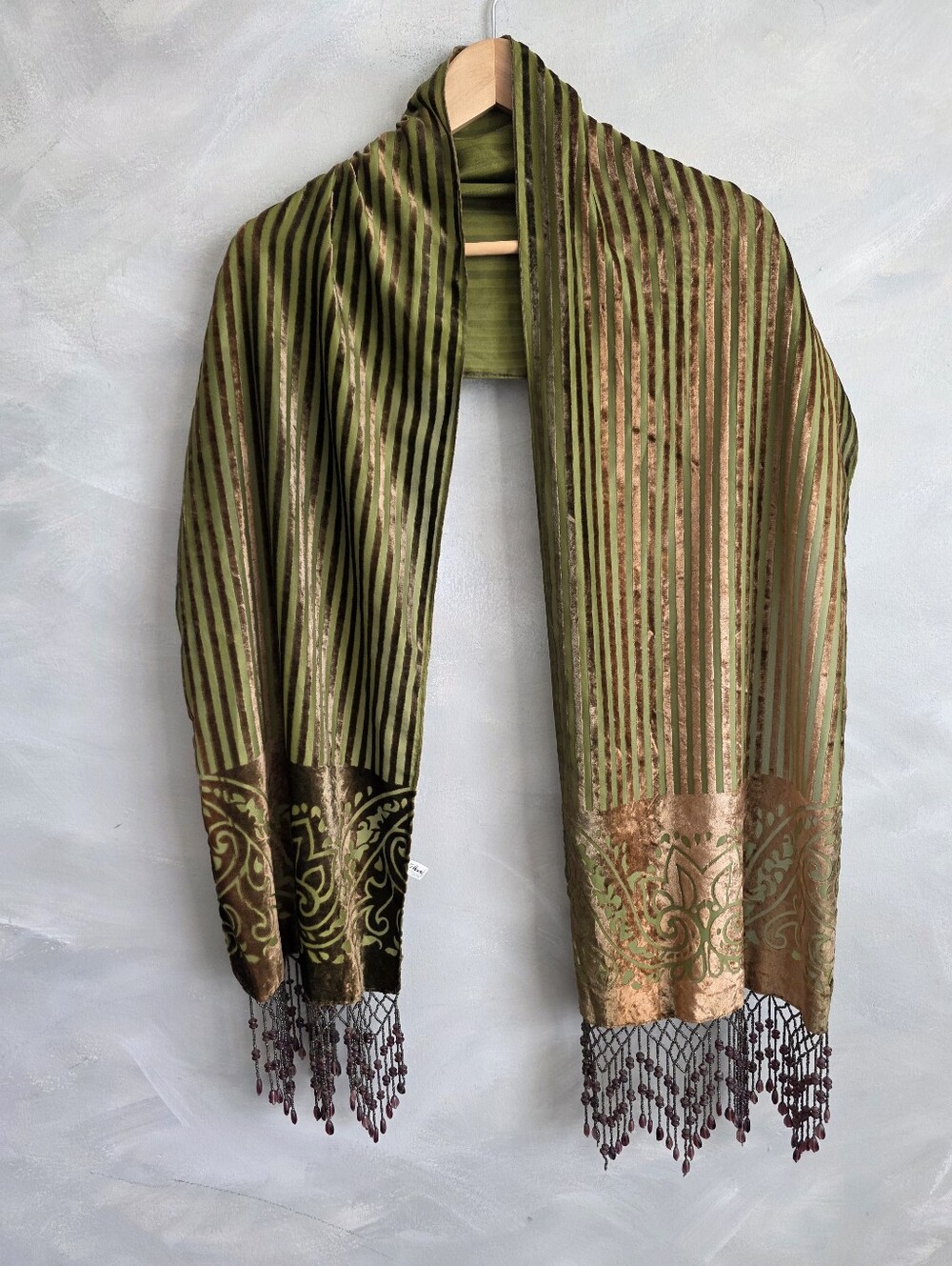 Katherine's Collection Silver Lake Wayne Kleski Velvet Burnout Fringe Scarf 74'